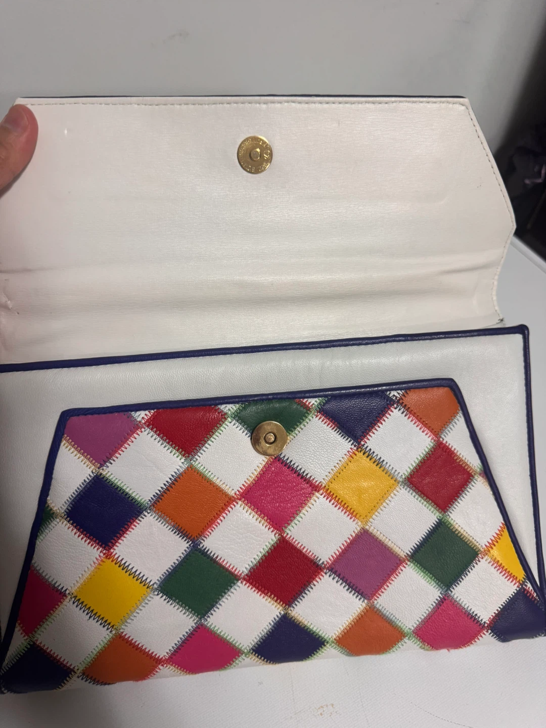 Vintage Cicci Multicolour Patchwork Leather Clutch - photo 4