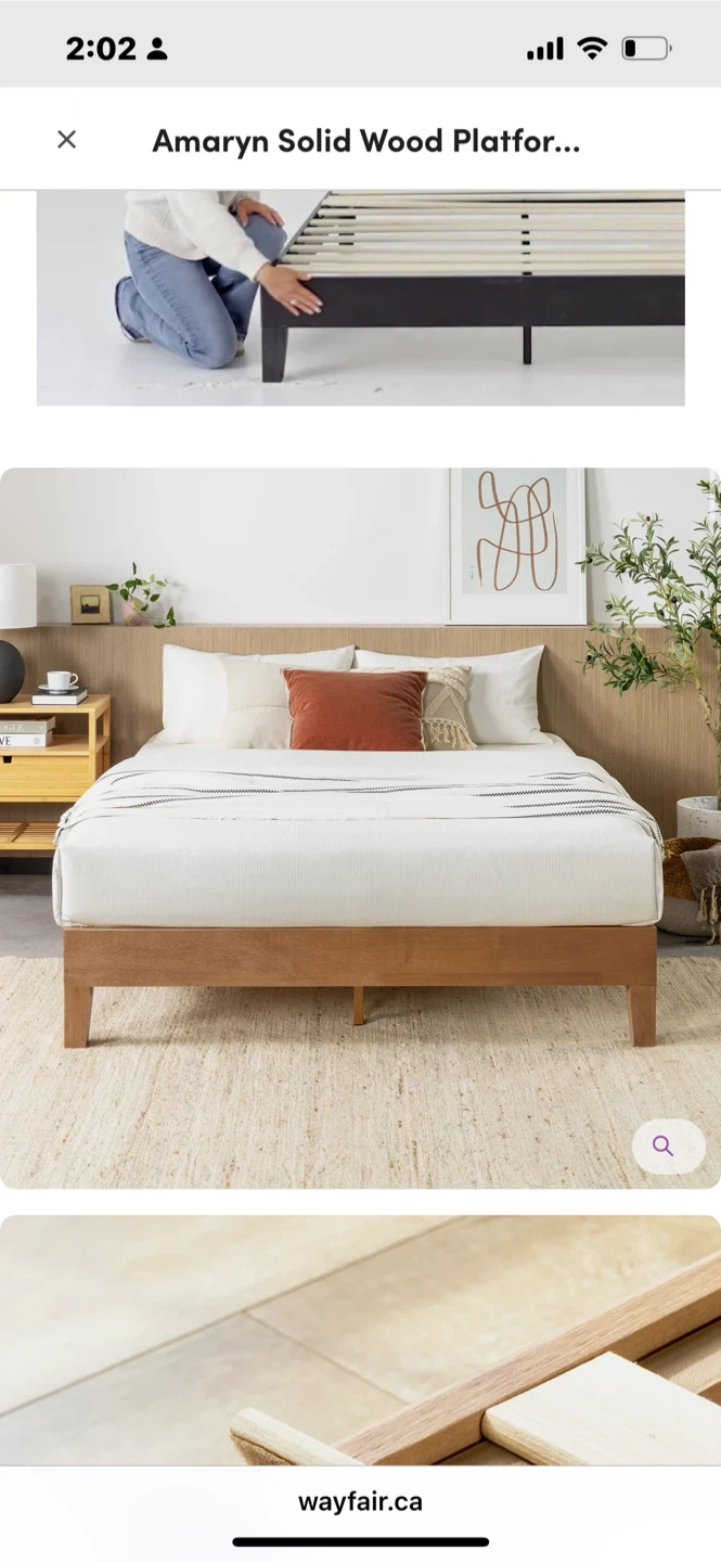 Solid wood platform bed