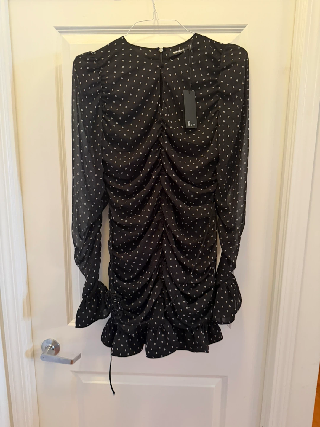 ROTATE Black Polka Dot Mini Dress US 12 EU 44 BNWT - photo 5