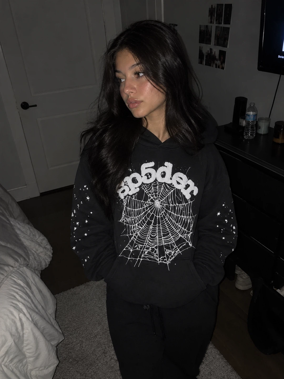 Black and white Sp5der Hoodie