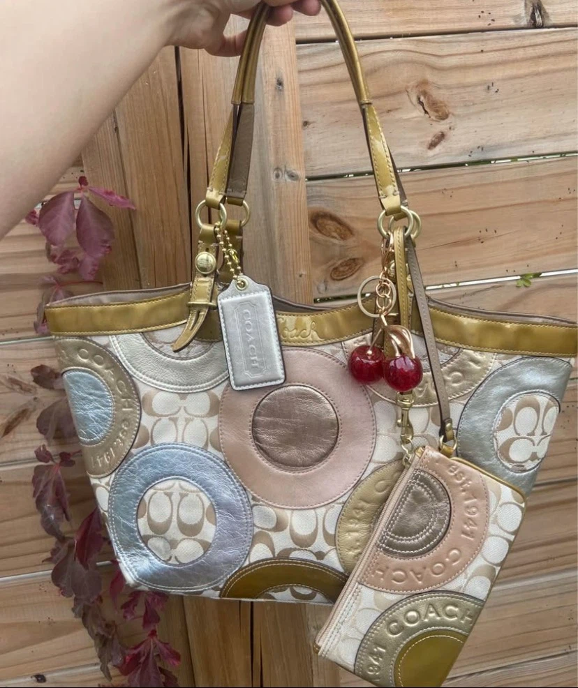 vintage coach Carly patchwork bag with matching wristlet