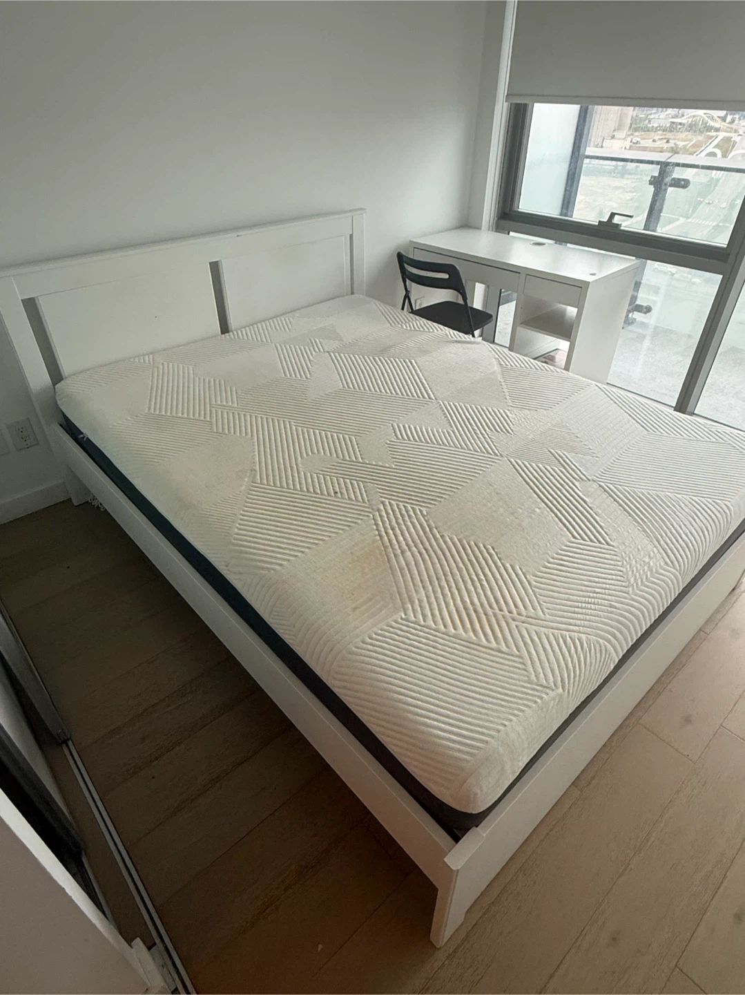 White Double Bed Frame and Mattress
