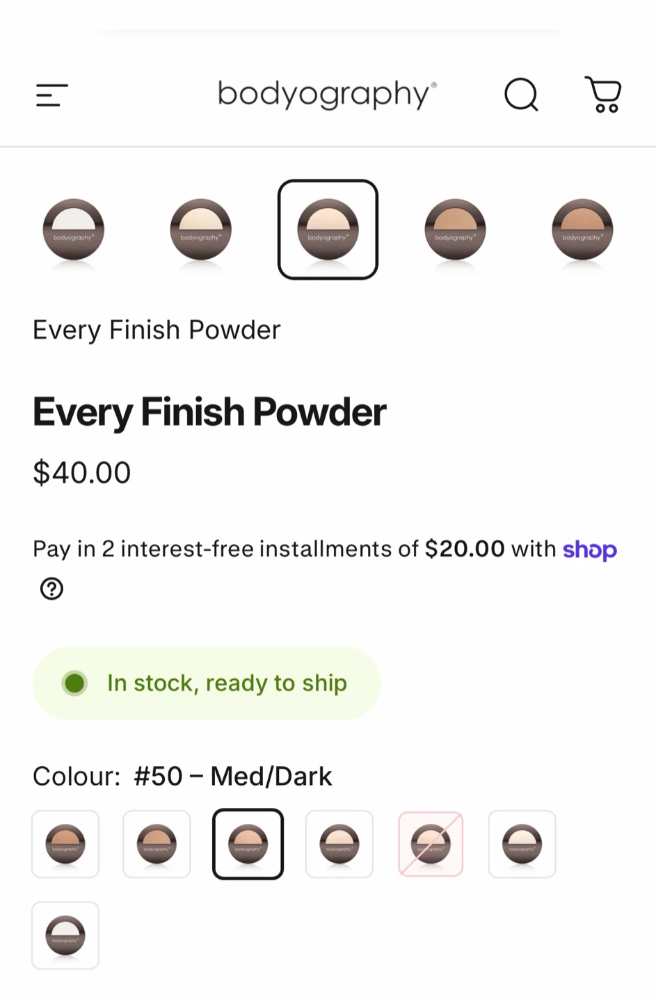 bodyography Every Finish Powder #50
