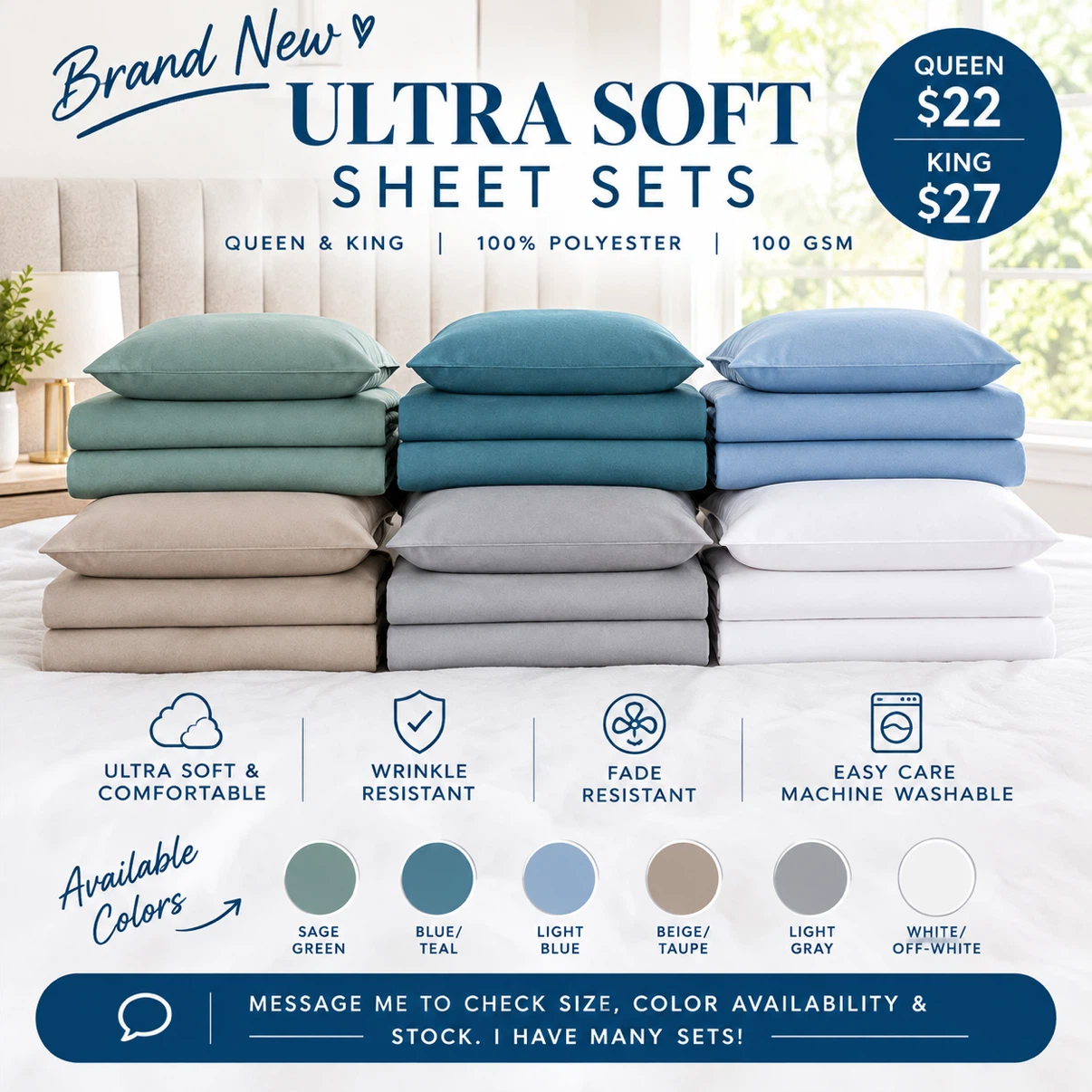 ✨ BRAND NEW Ultra Soft Bed Sheets – Queen & King | Deep Pocket - photo 2