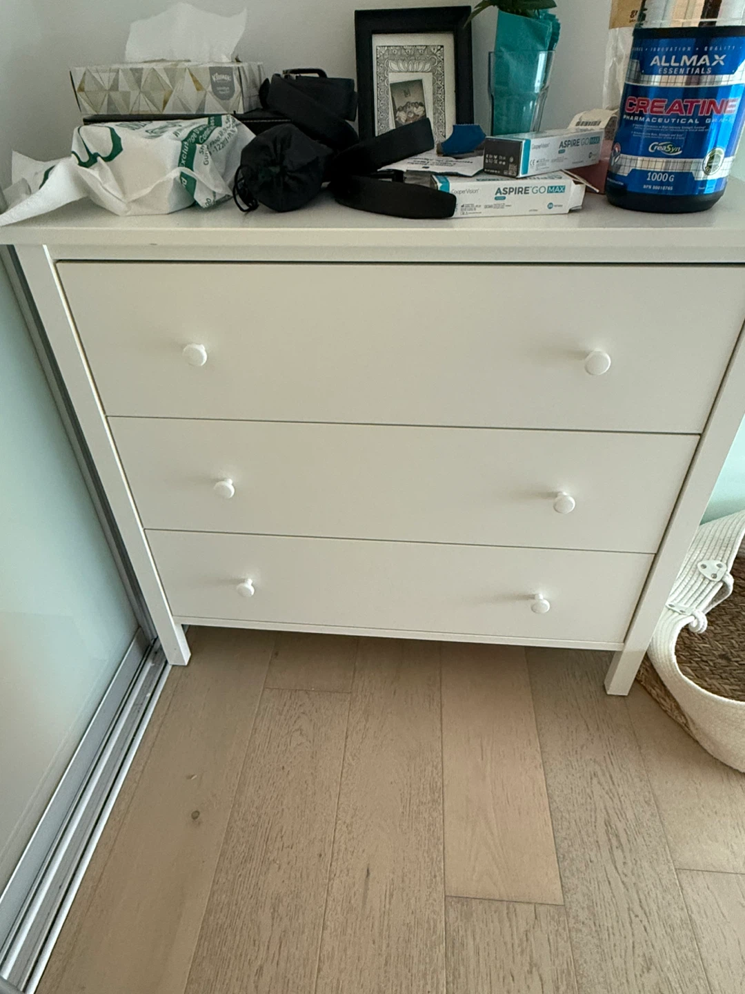 IKEA 3-Drawer Dresser White with handles