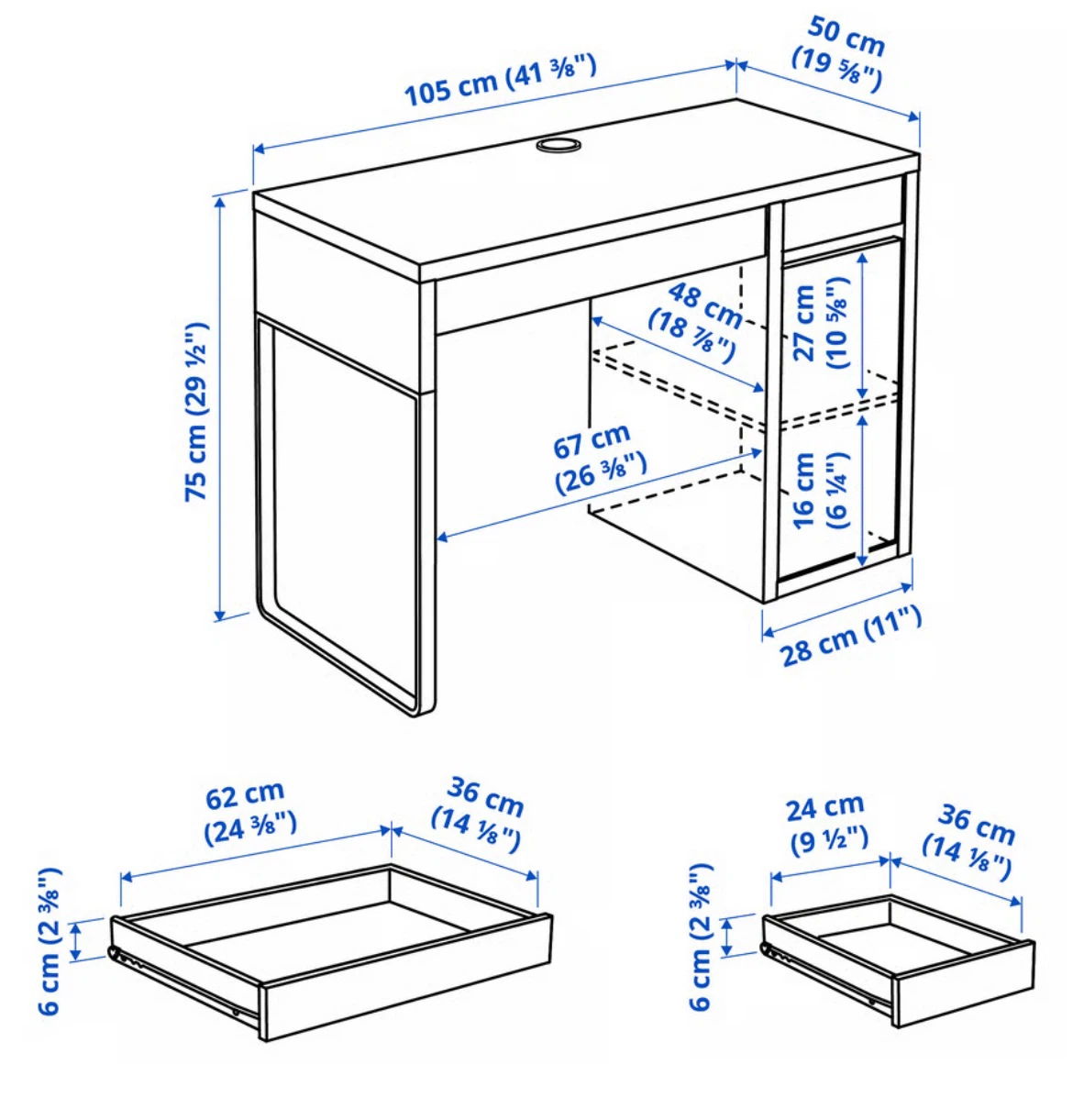 IKEA MICKE Desk with Grid Pattern - photo 4