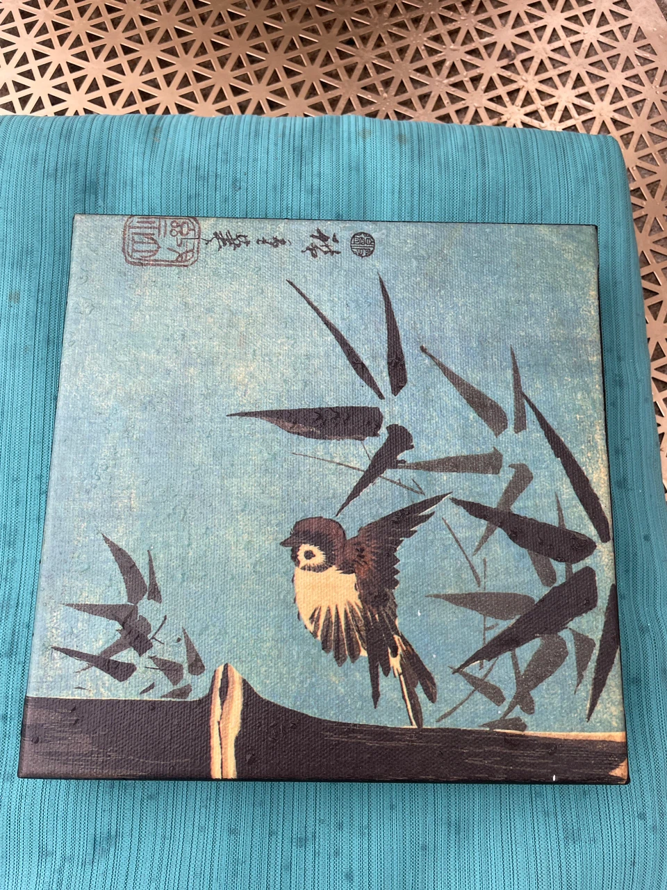 Small Bird and Bamboo Wall Art Canvas