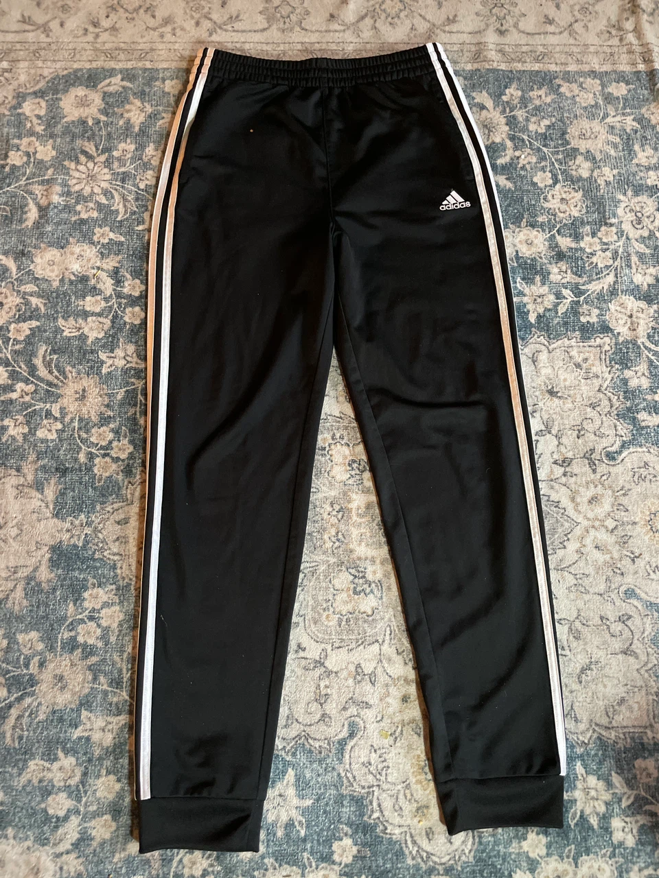 Adidas Black Track Pants – White Stripes