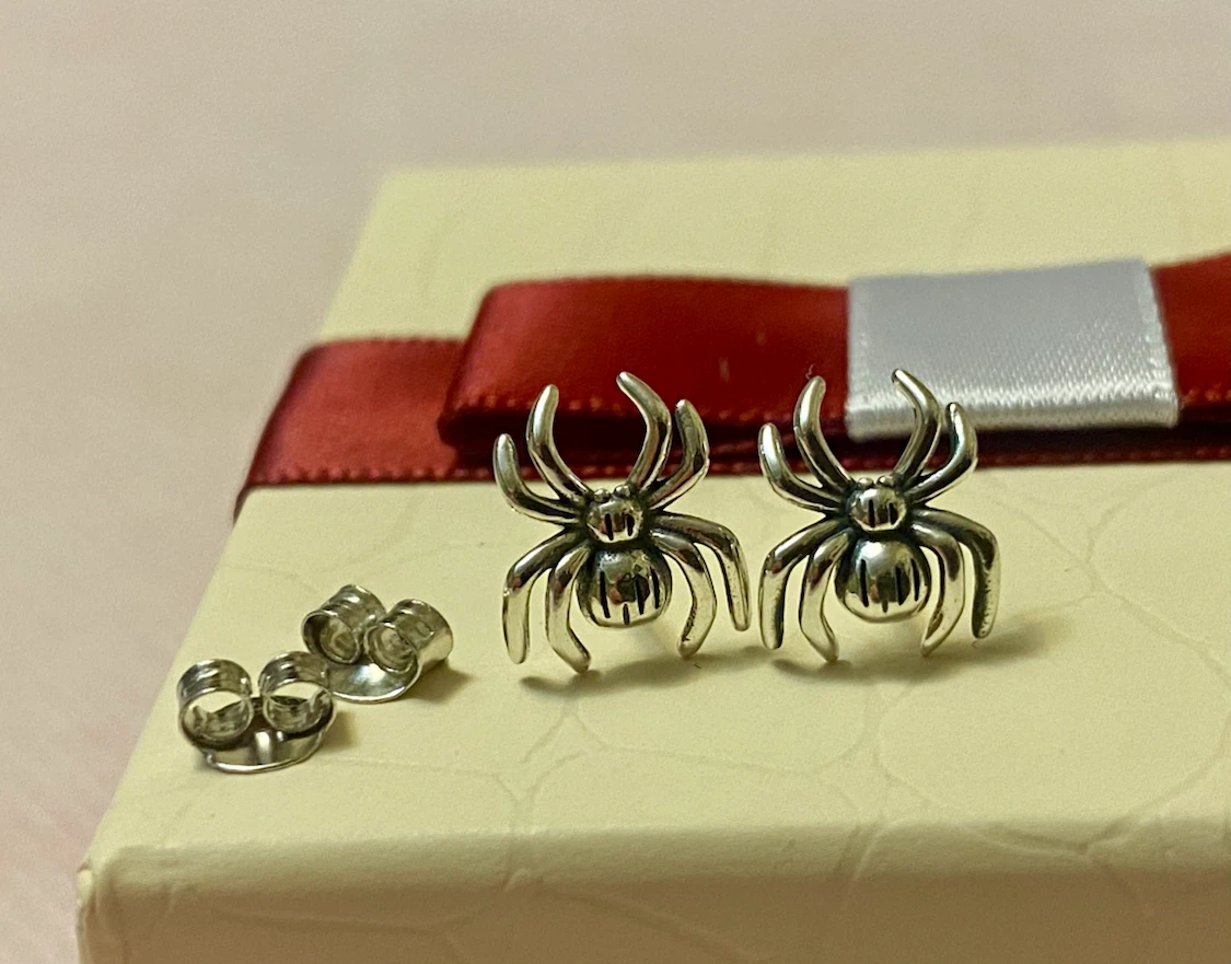 Sterling Silver Spider Stud Earrings