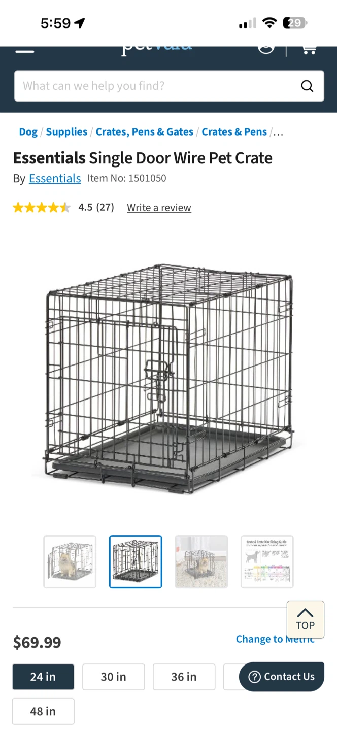 Essentials Single Door Wire Pet Crate for small dogs