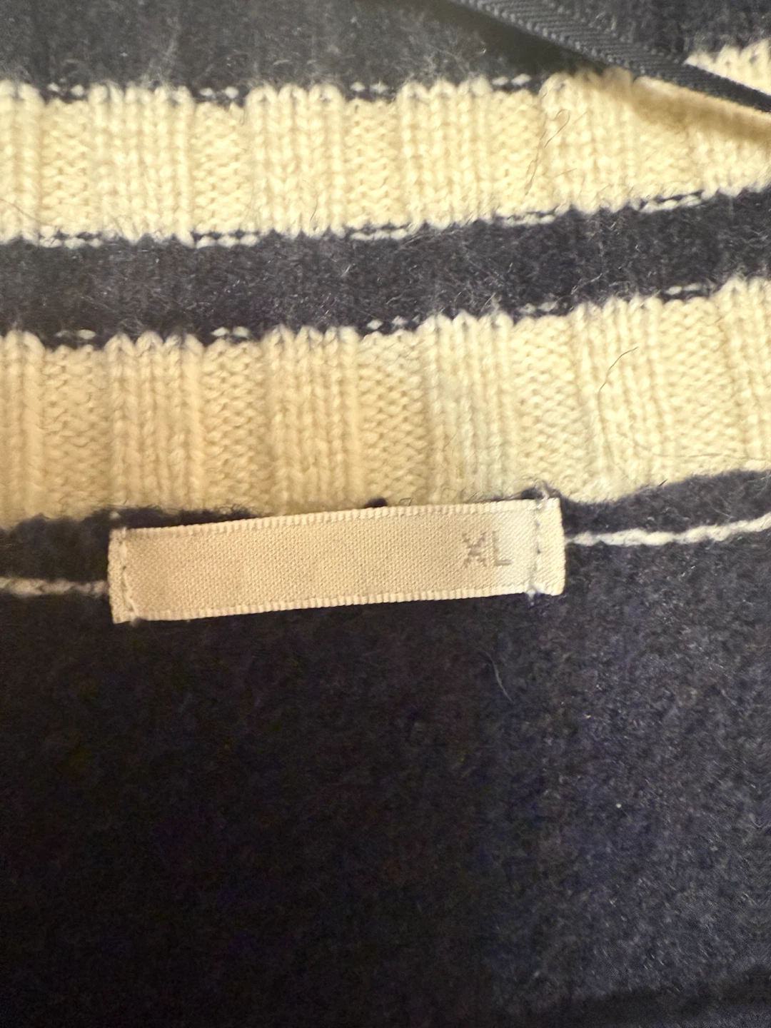 Navy and Cream V-Neck Sweater - photo 2