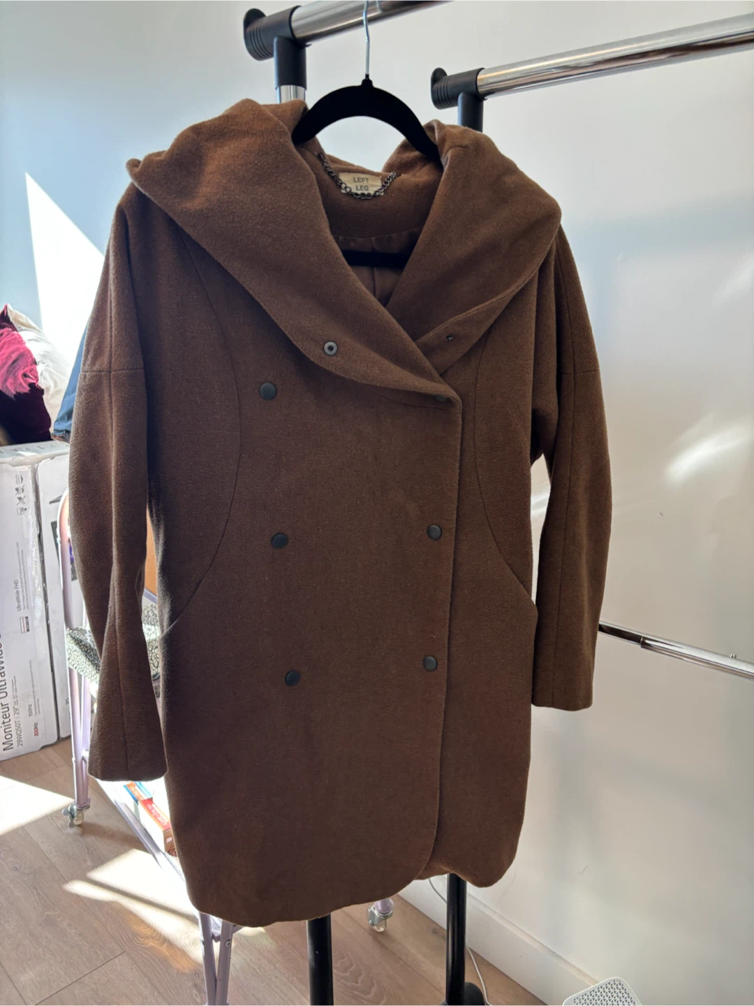 Korean Brand Brown Wool-Blend Coat