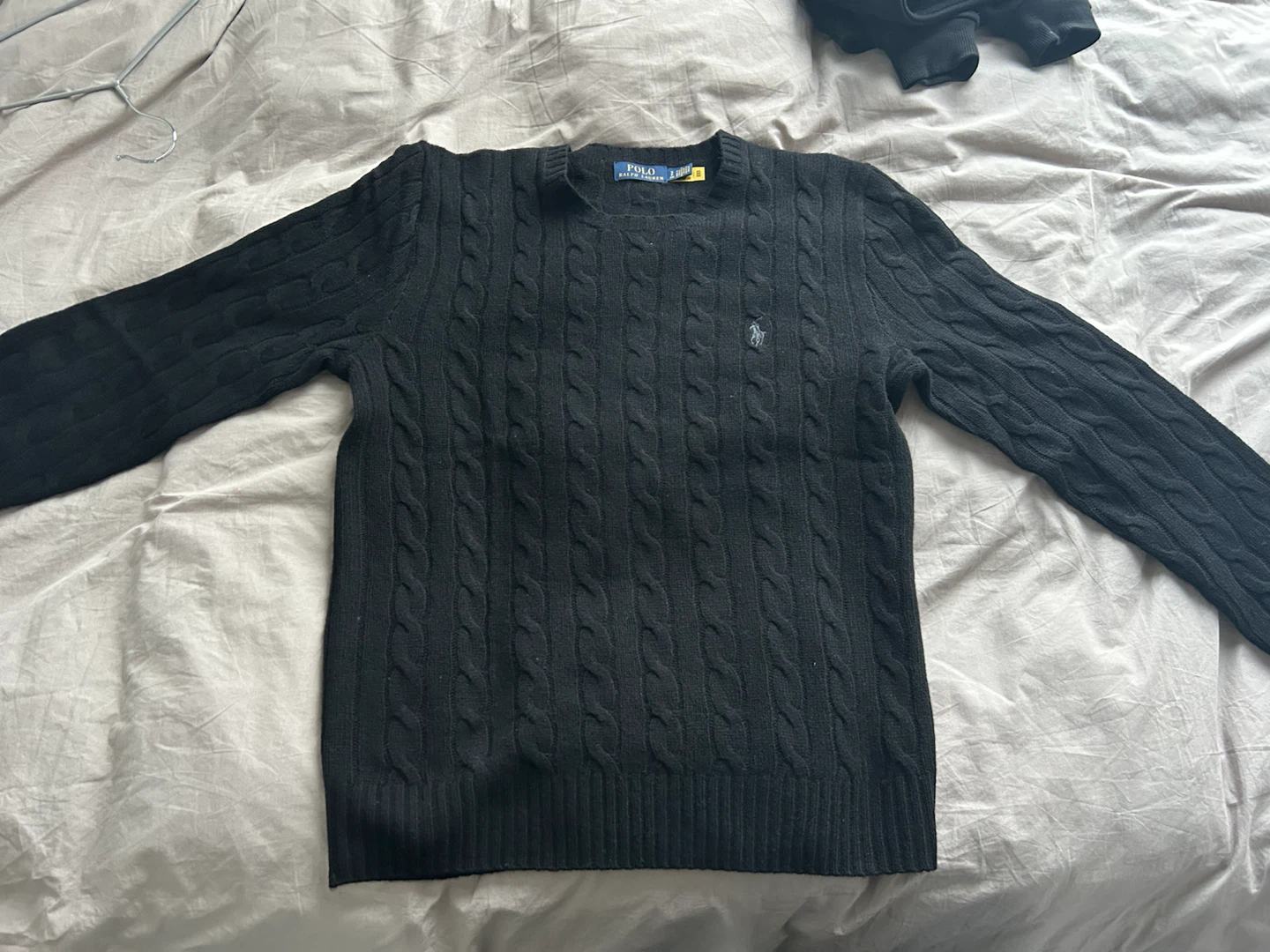 Polo Ralph Lauren Black Wool Cashmere Cable Knit Sweater