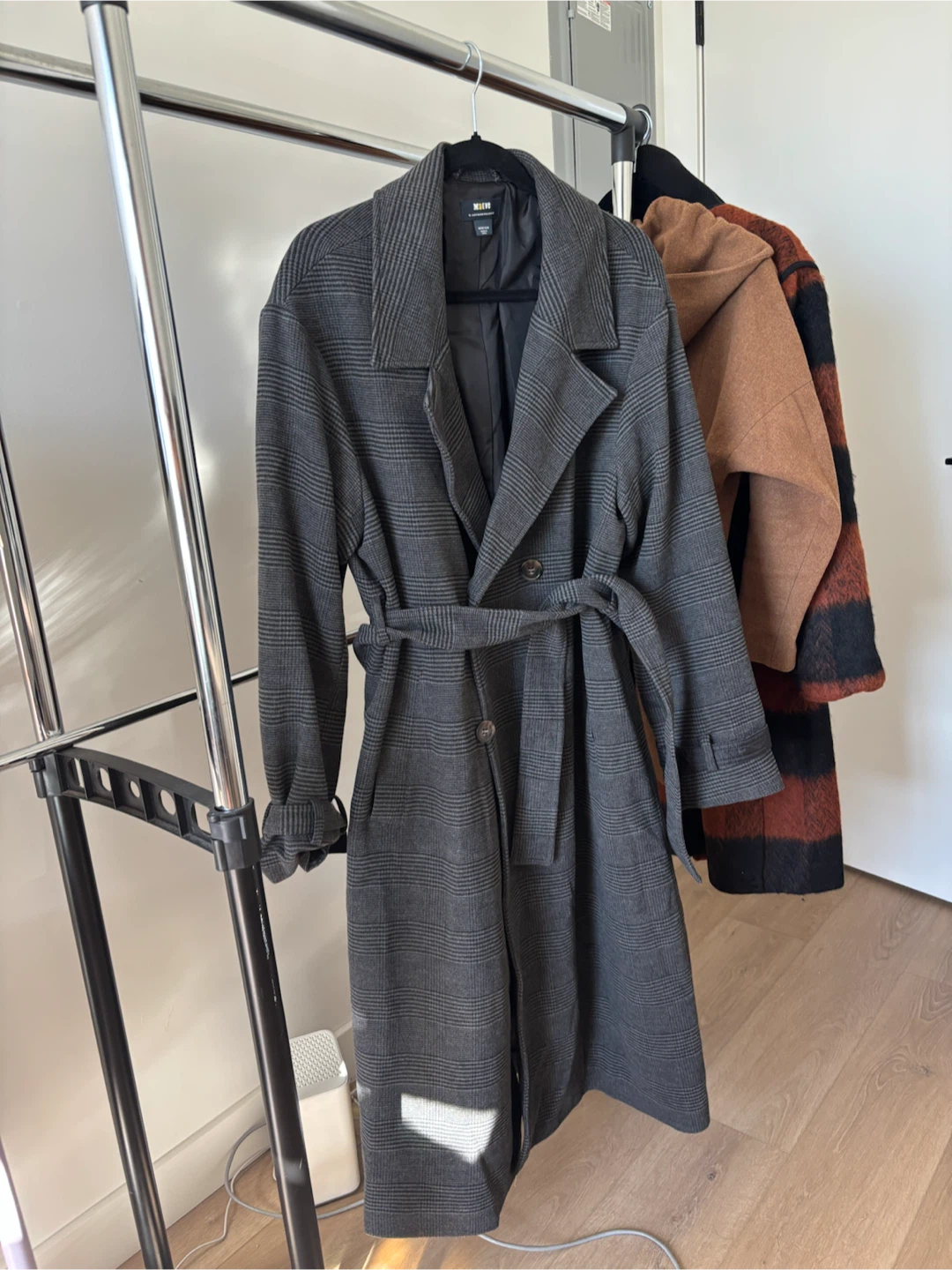 NEW Anthropologie Maeve Plaid Belted Trench Coat