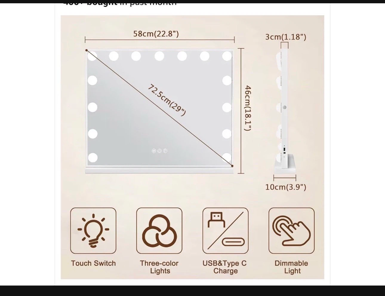 FENCHILIN Lighted Vanity Mirror - photo 2