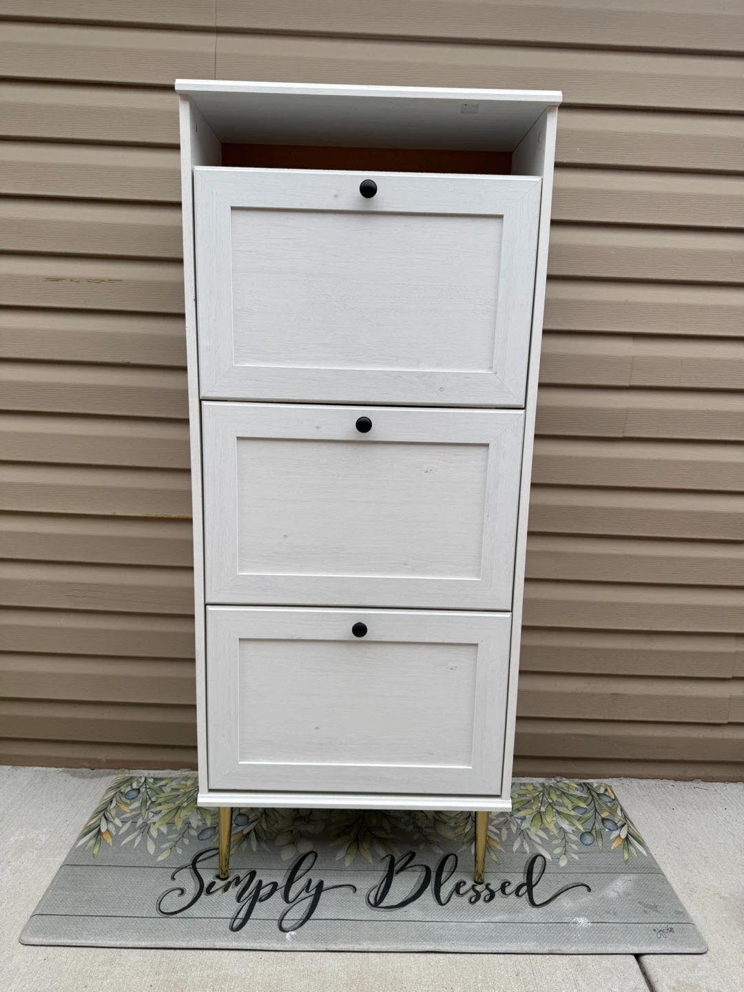 White 3-Tier Shoe Cabinet Storage Unit