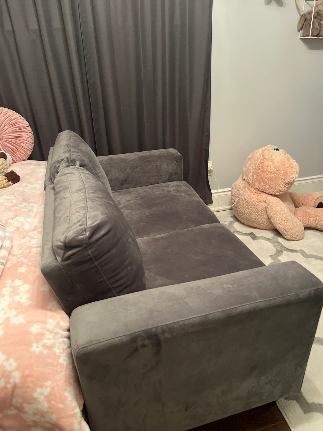 Grey loveseat couch