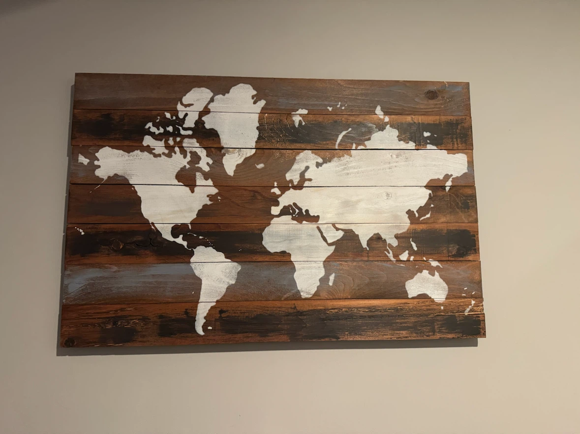 Rustic Wood Plank World Map Wall Art