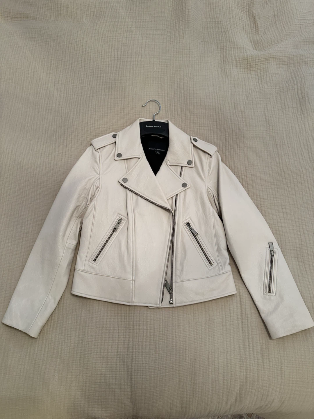 Banana Republic genuine leather jacket, Small Petite, bone white - photo 2
