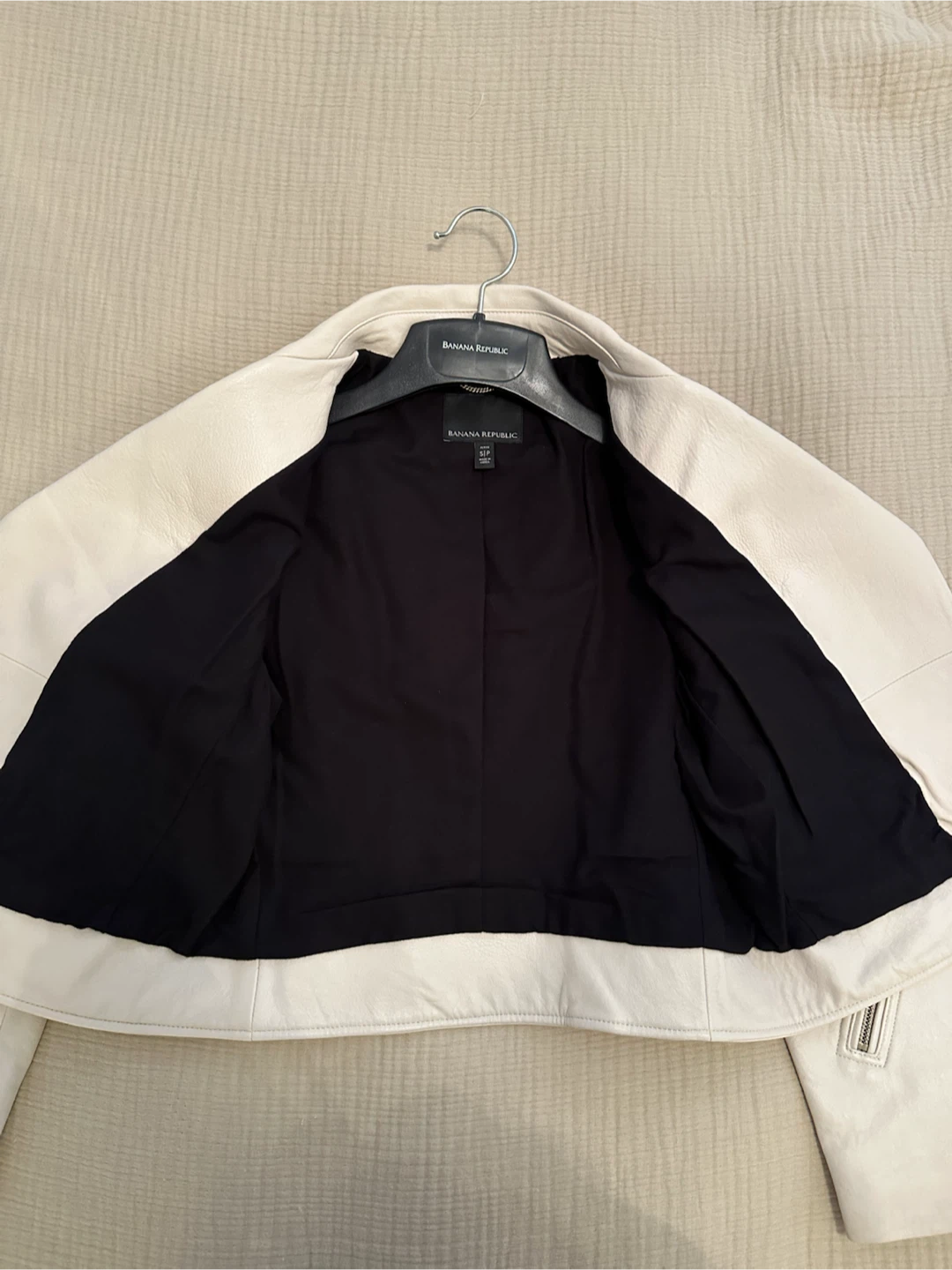 Banana Republic genuine leather jacket, Small Petite, bone white - photo 4