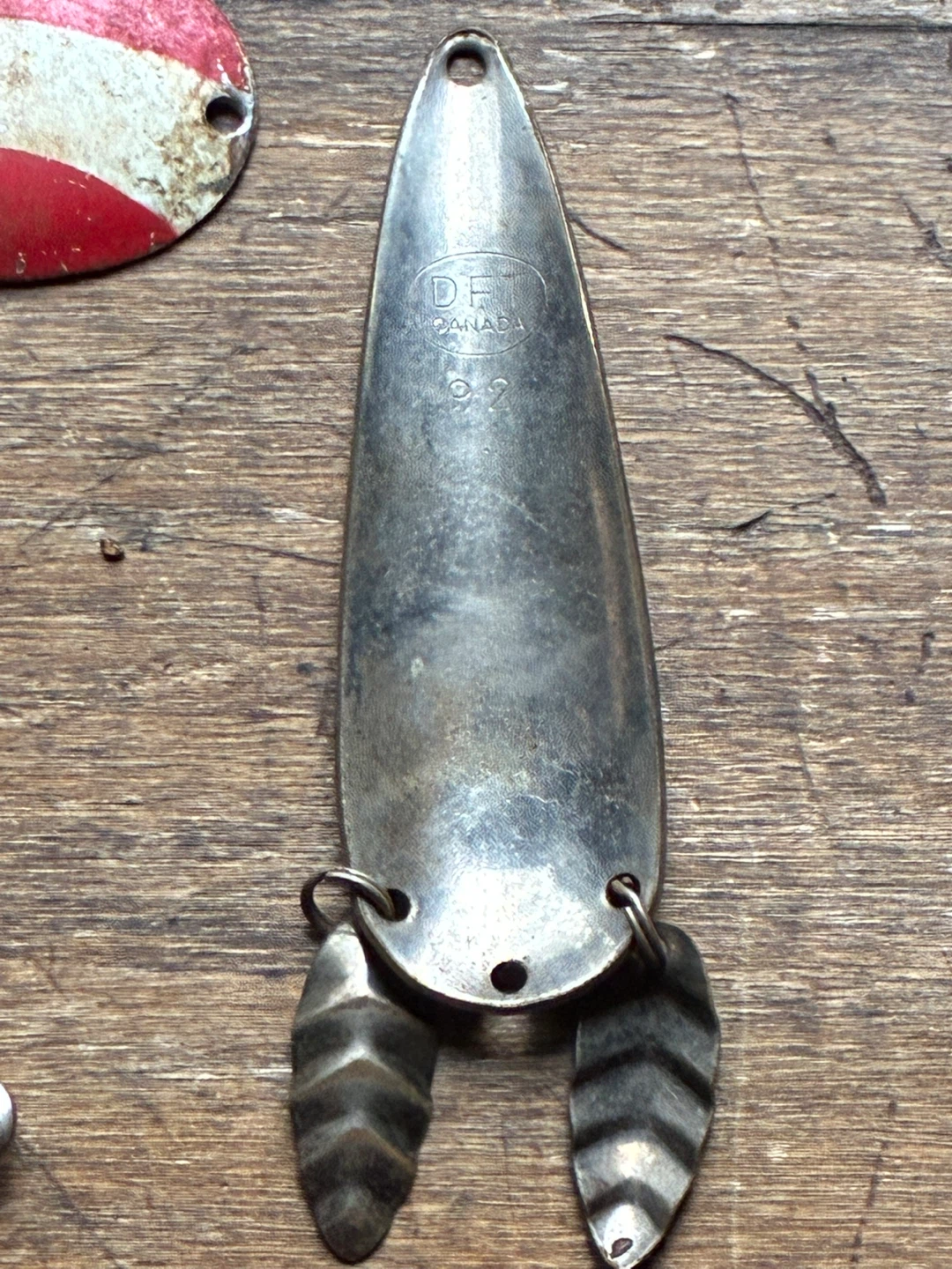 Vintage fishing lure DFT Canada No. 92 Spoon + 2 Antique Tackle - photo 4