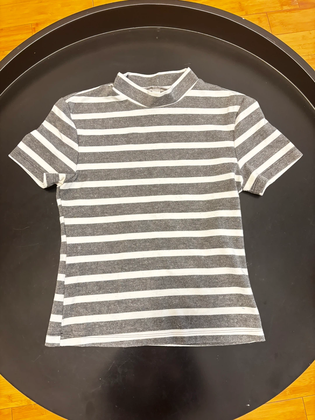 American Apparel Striped Mock Neck Tee