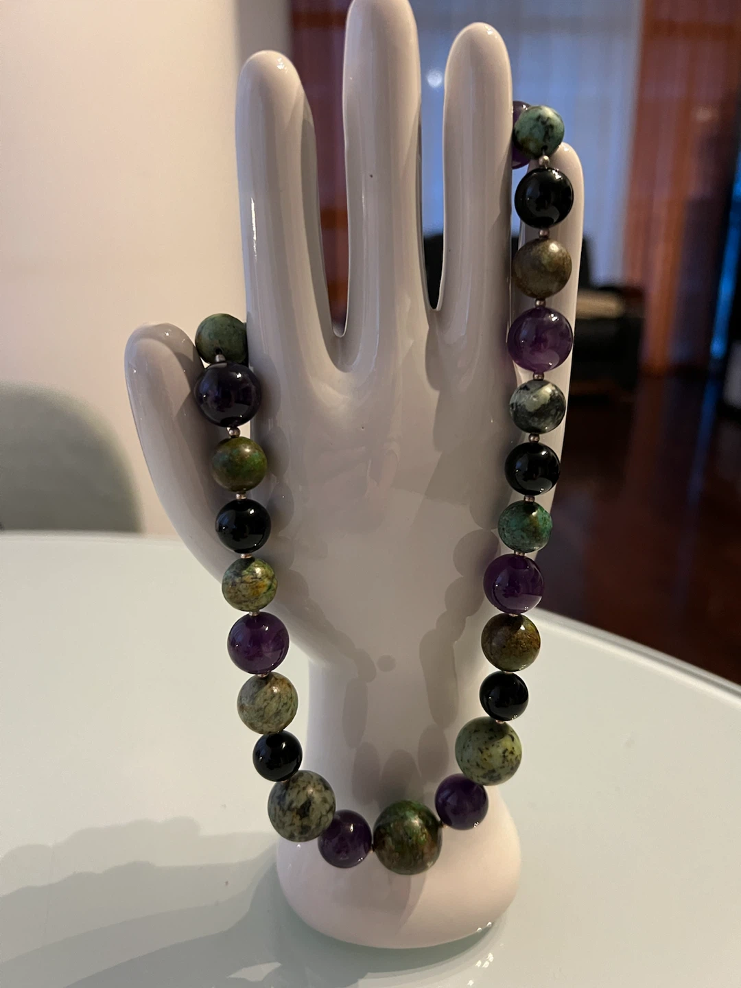 Beaded gemstone necklace