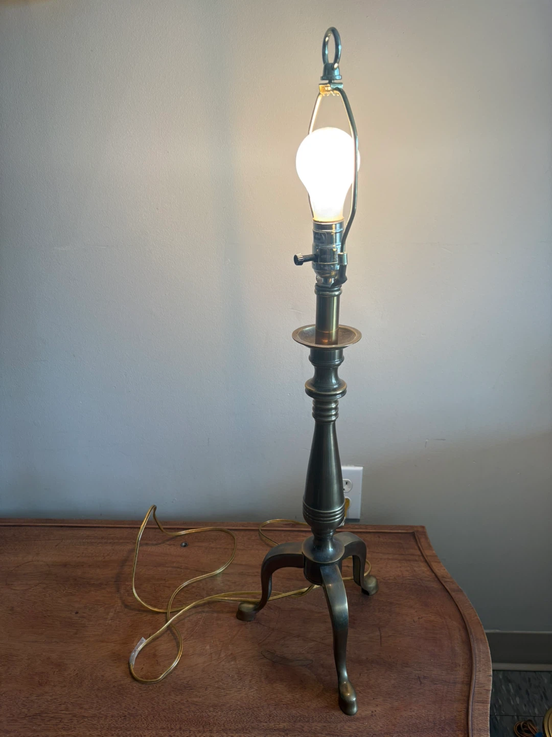 Vintage Brass Candlestick Table Lamp - photo 2