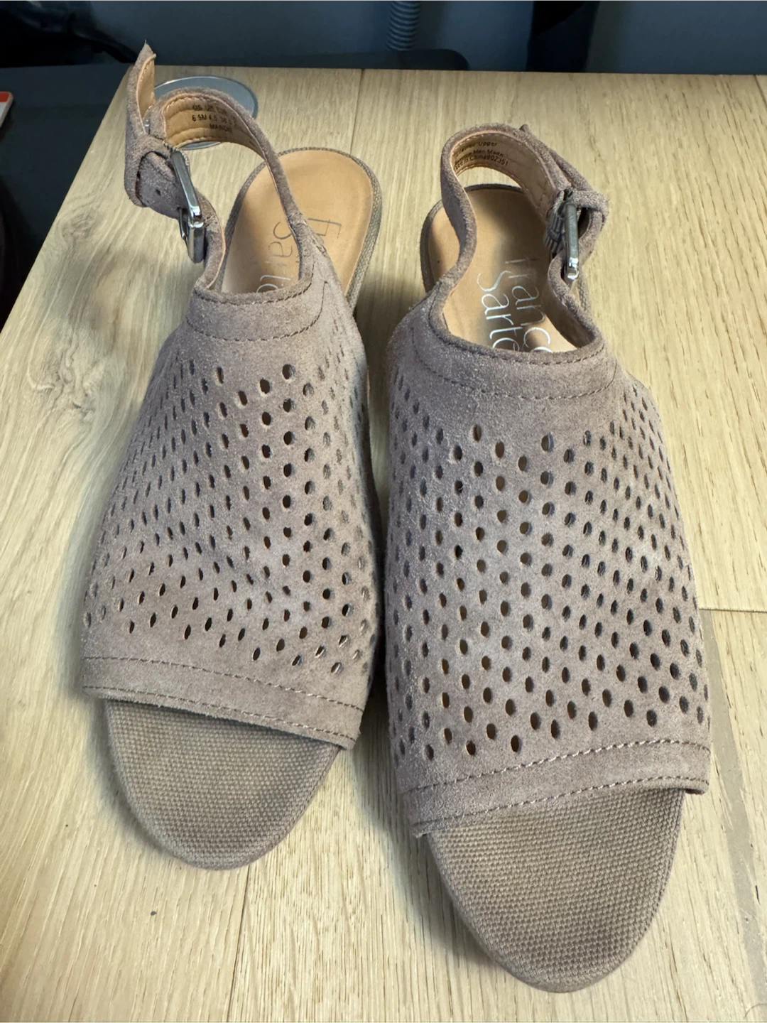 Franco Sarto Perforated Suede Sandals