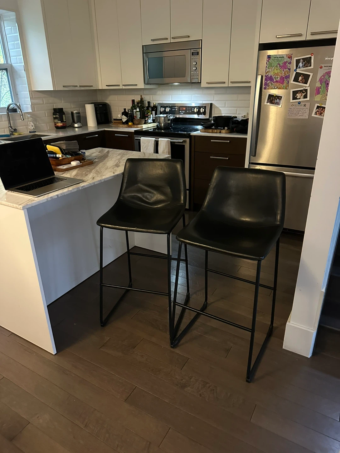 Set of two black bar stools - photo 2