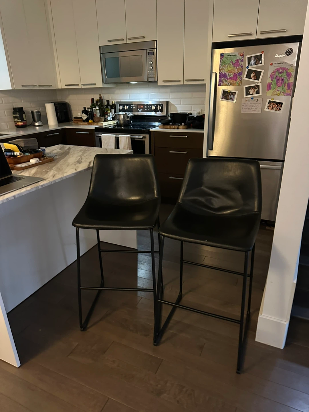 Set of two black bar stools - photo 3