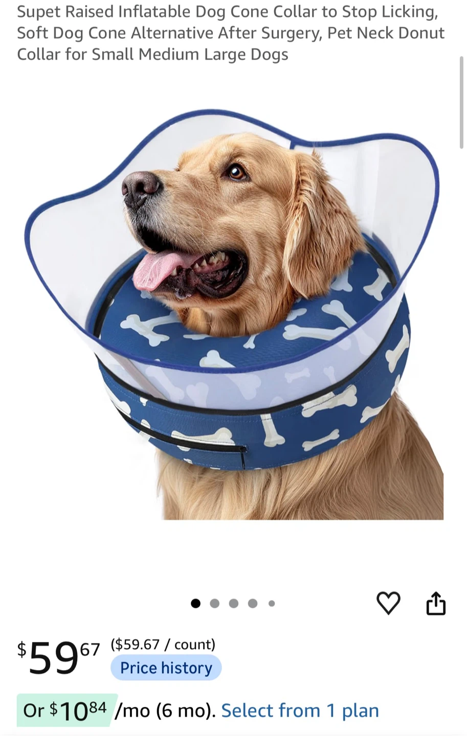 Supet Raised Inflatable Dog Cone Collar Large