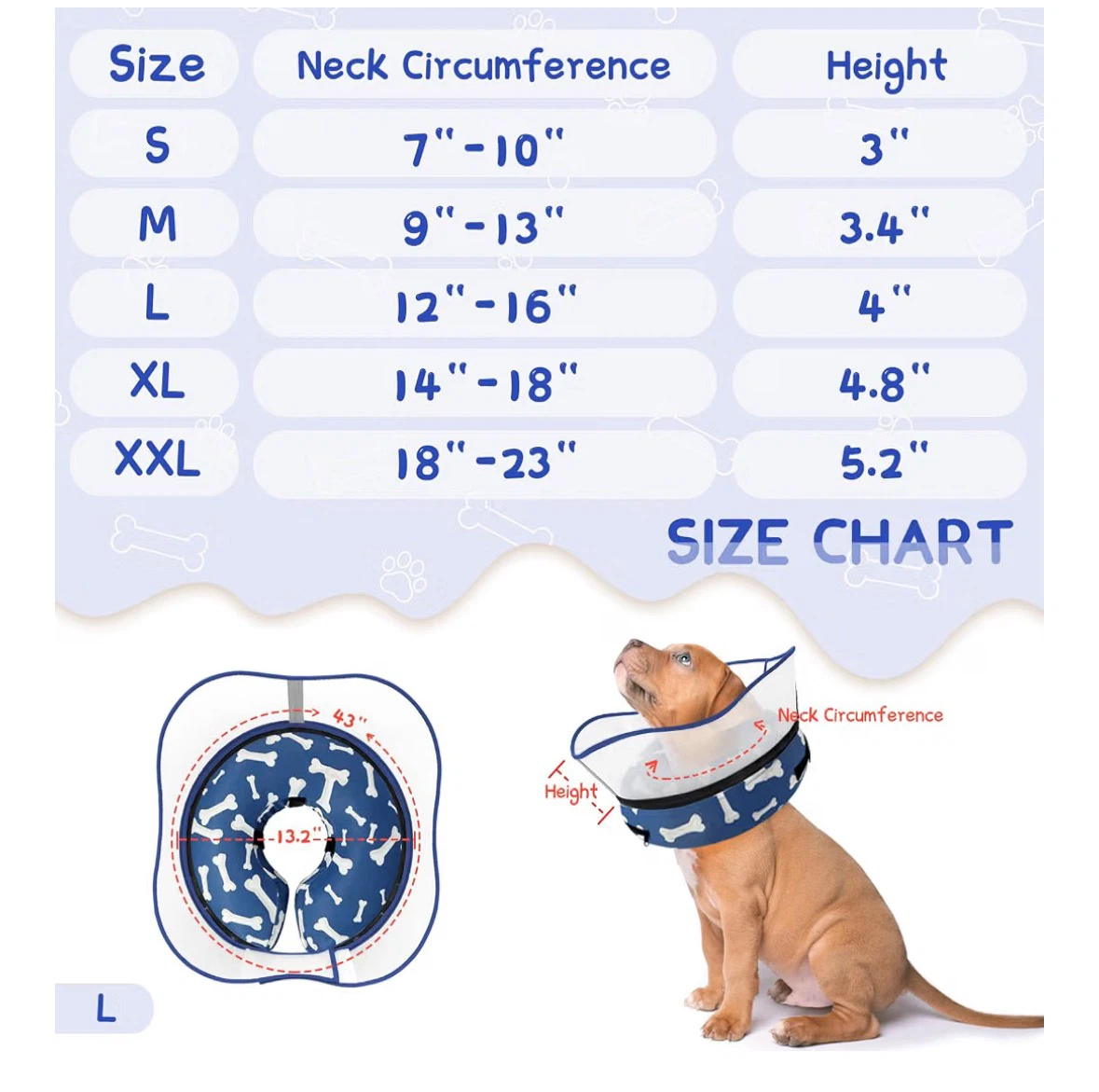 Supet Raised Inflatable Dog Cone Collar Large - photo 2