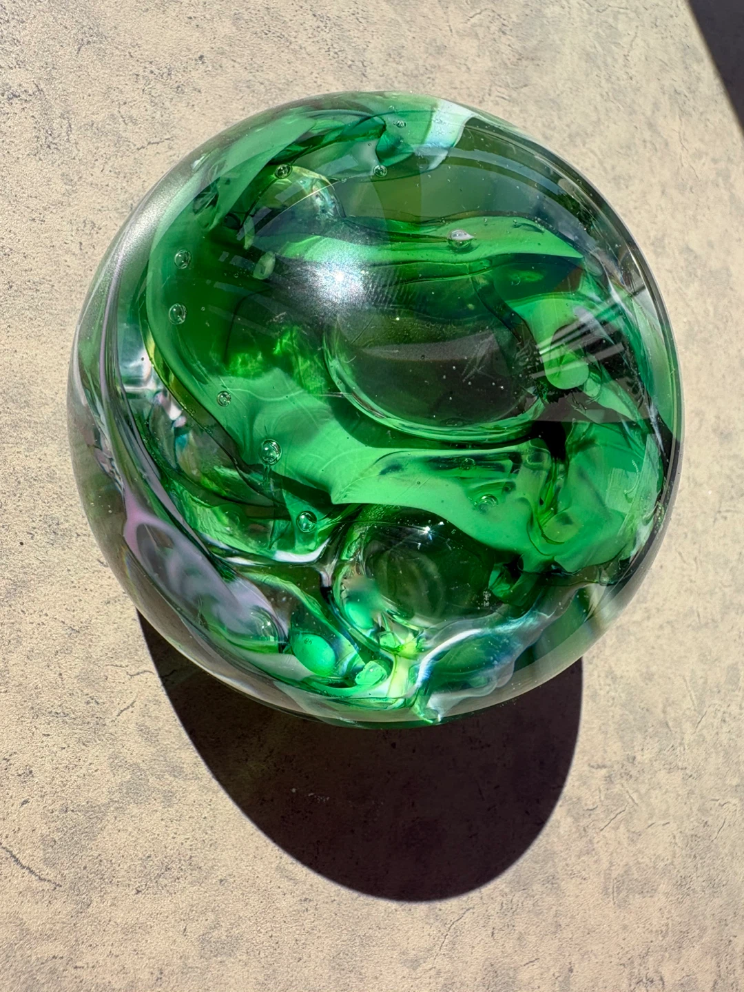 Green Swirl Decorative Glass Paperweight