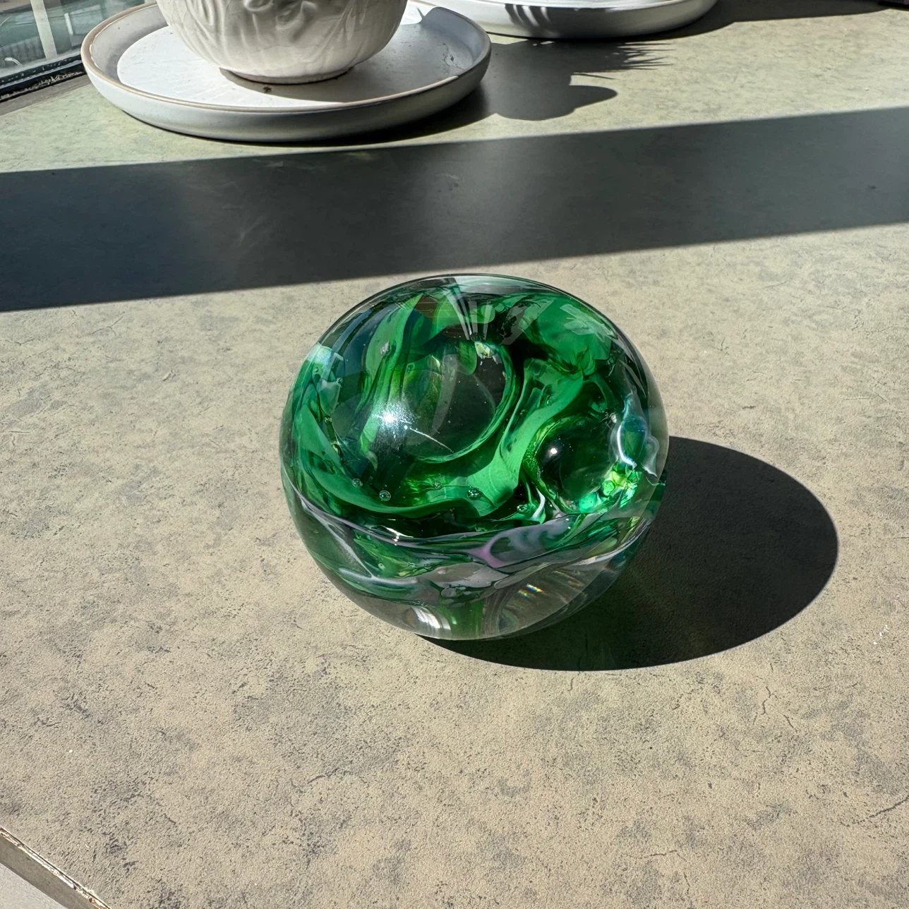 Green Swirl Decorative Glass Paperweight - photo 2