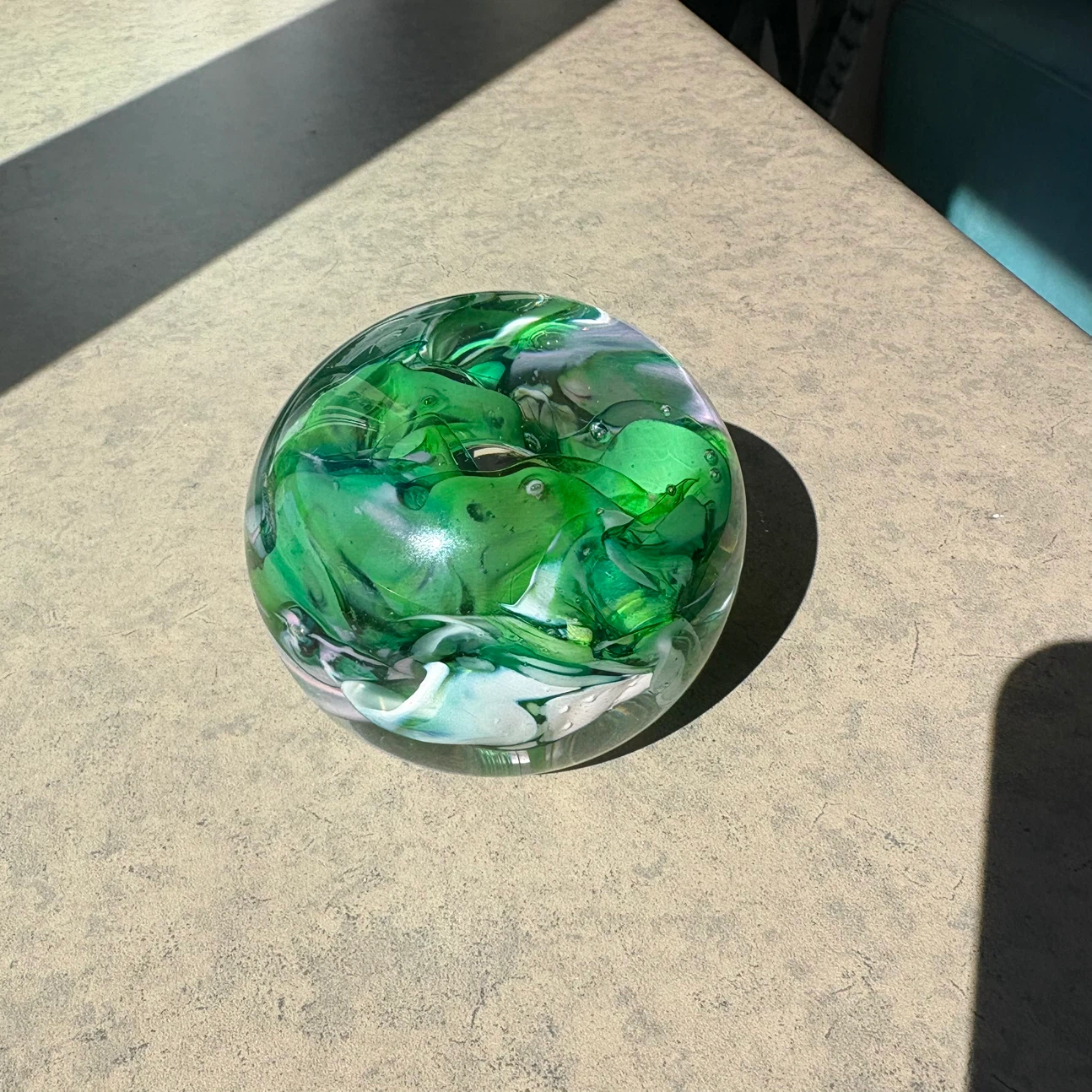 Green Swirl Decorative Glass Paperweight - photo 5