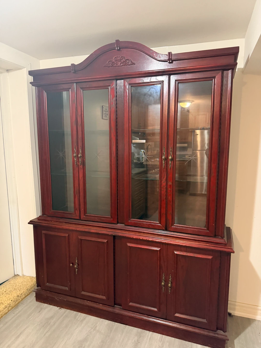 Dark Wood China Cabinet with Glass Doors