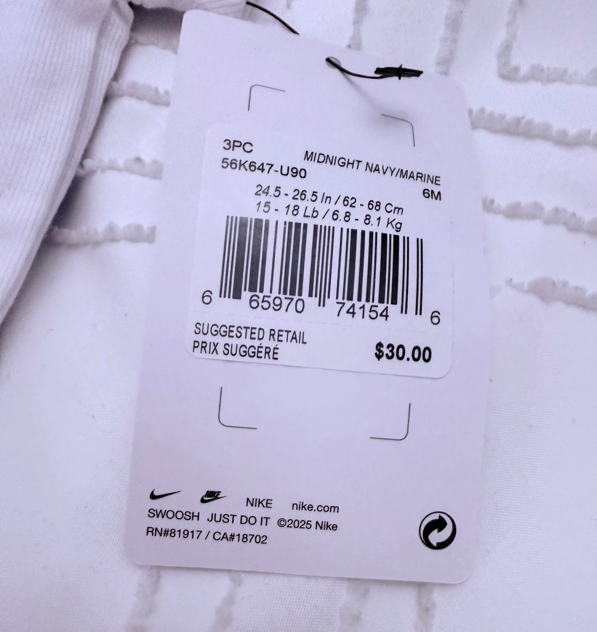 New Nike Baby Bodysuits 3-Pack 6 Months - photo 3