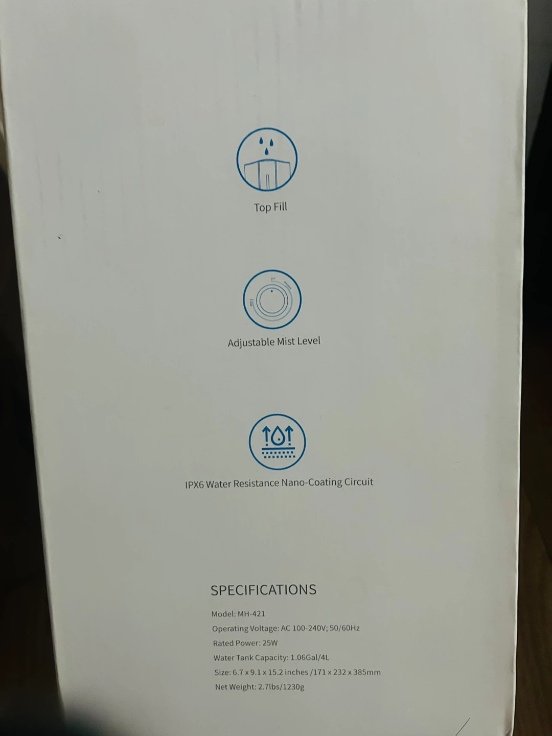 Brand New Vycol Top Fill Ultrasonic Cool Mist Humidifier MH-421 - photo 2