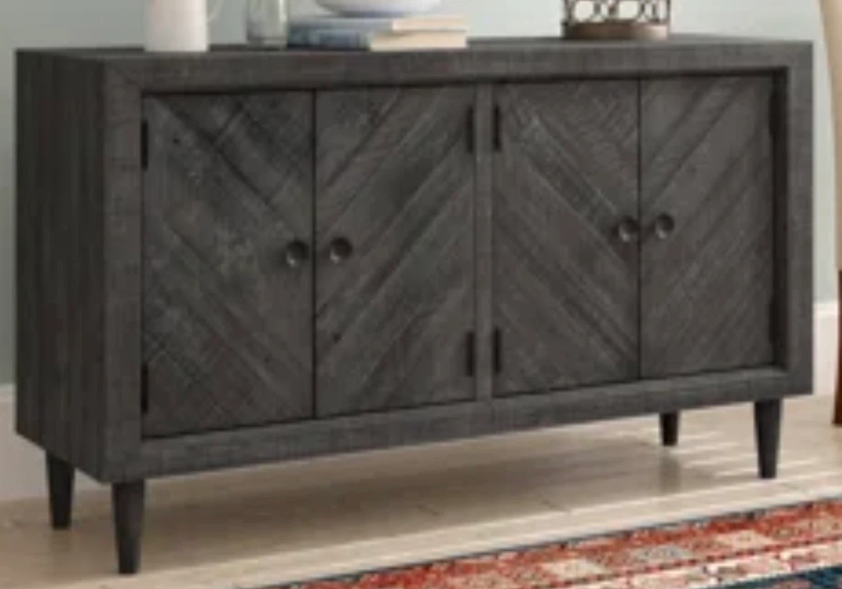 Dark Grey Wooden Buffet Console Cabinet