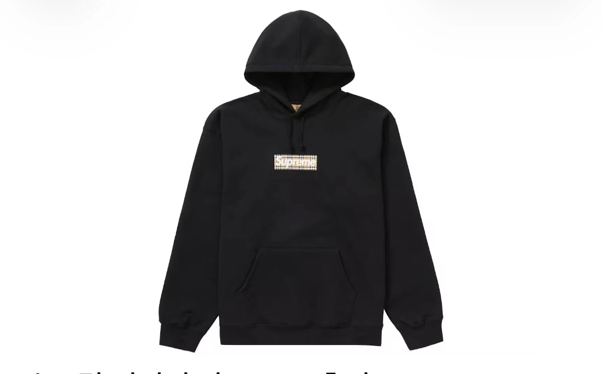 Supreme x Burberry Box Logo Hoodie Black
