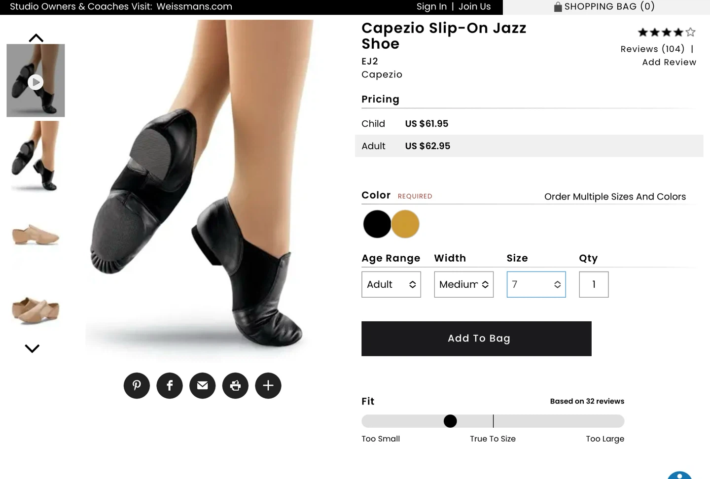 Capezio Slip-On Jazz Shoes Black - size 7 - photo 2