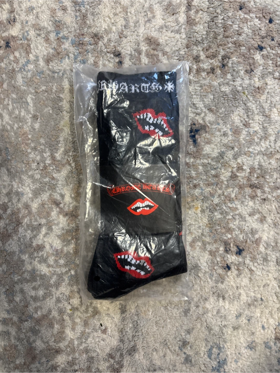 (White and black available) Chrome Hearts Matty Boy Lips Socks