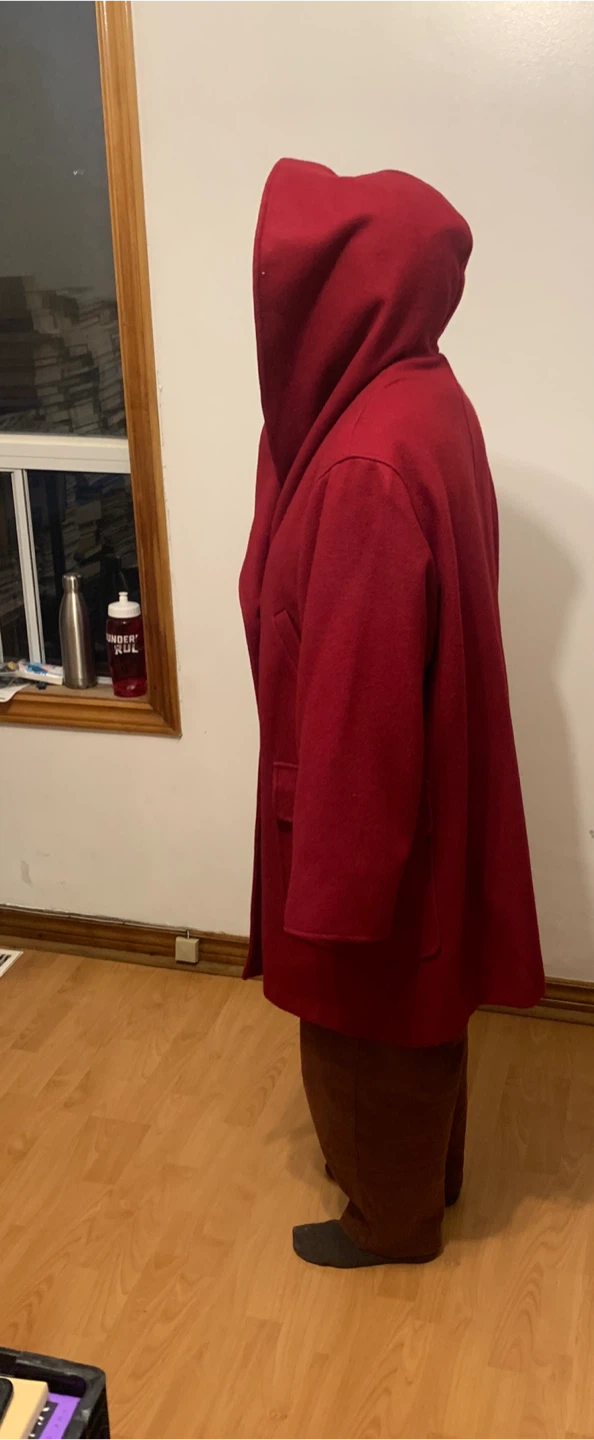 Red Hooded Wool Coat - photo 4