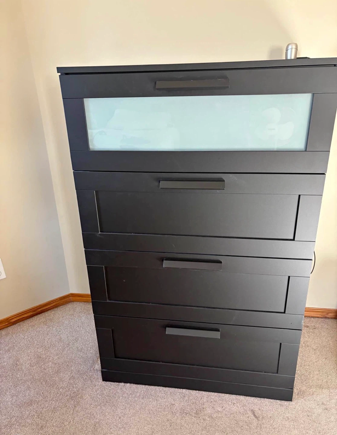 IKEA Black dresser with glass front