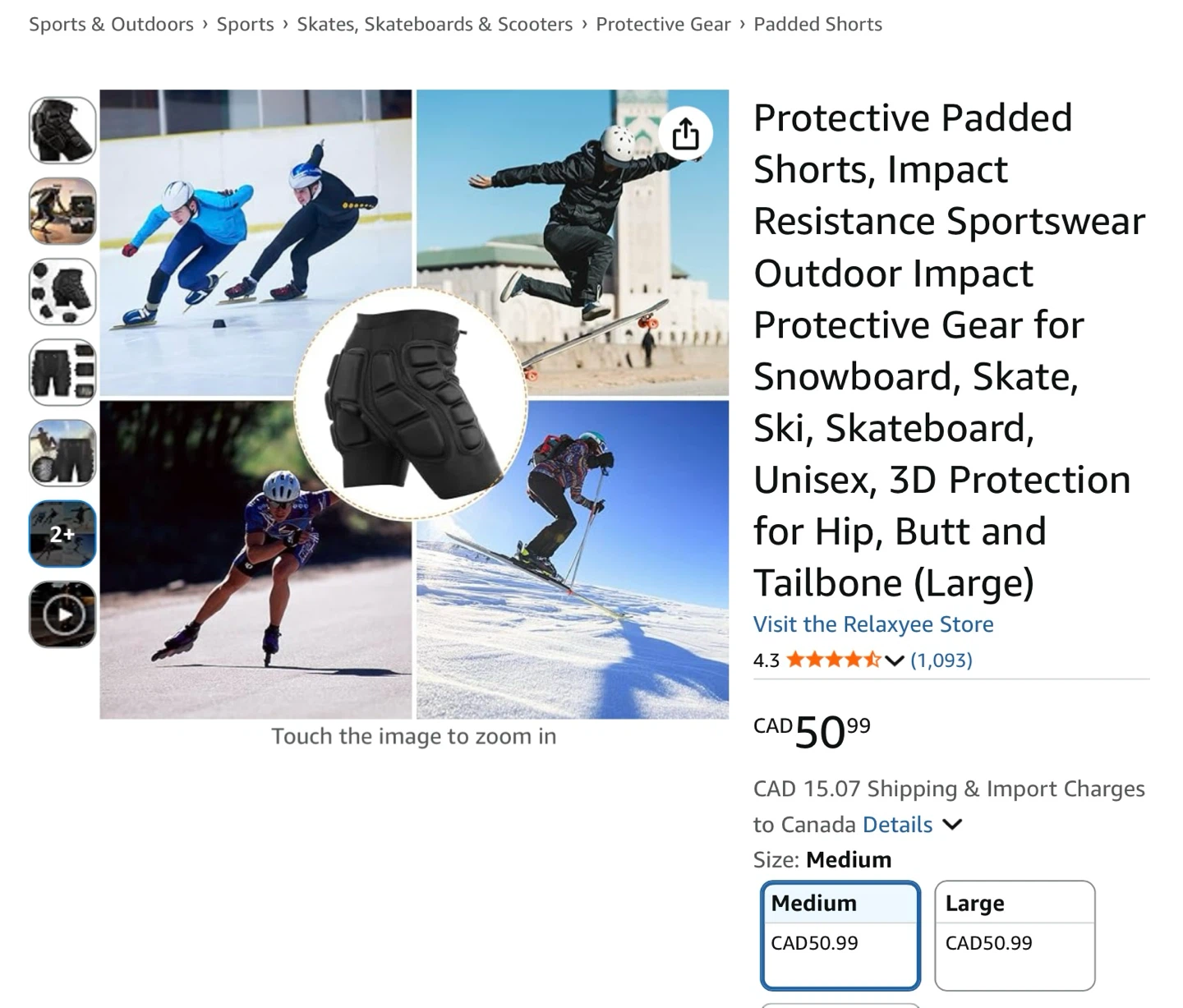 New Relaxyee Padded Protective Impact Shorts - Med - photo 3