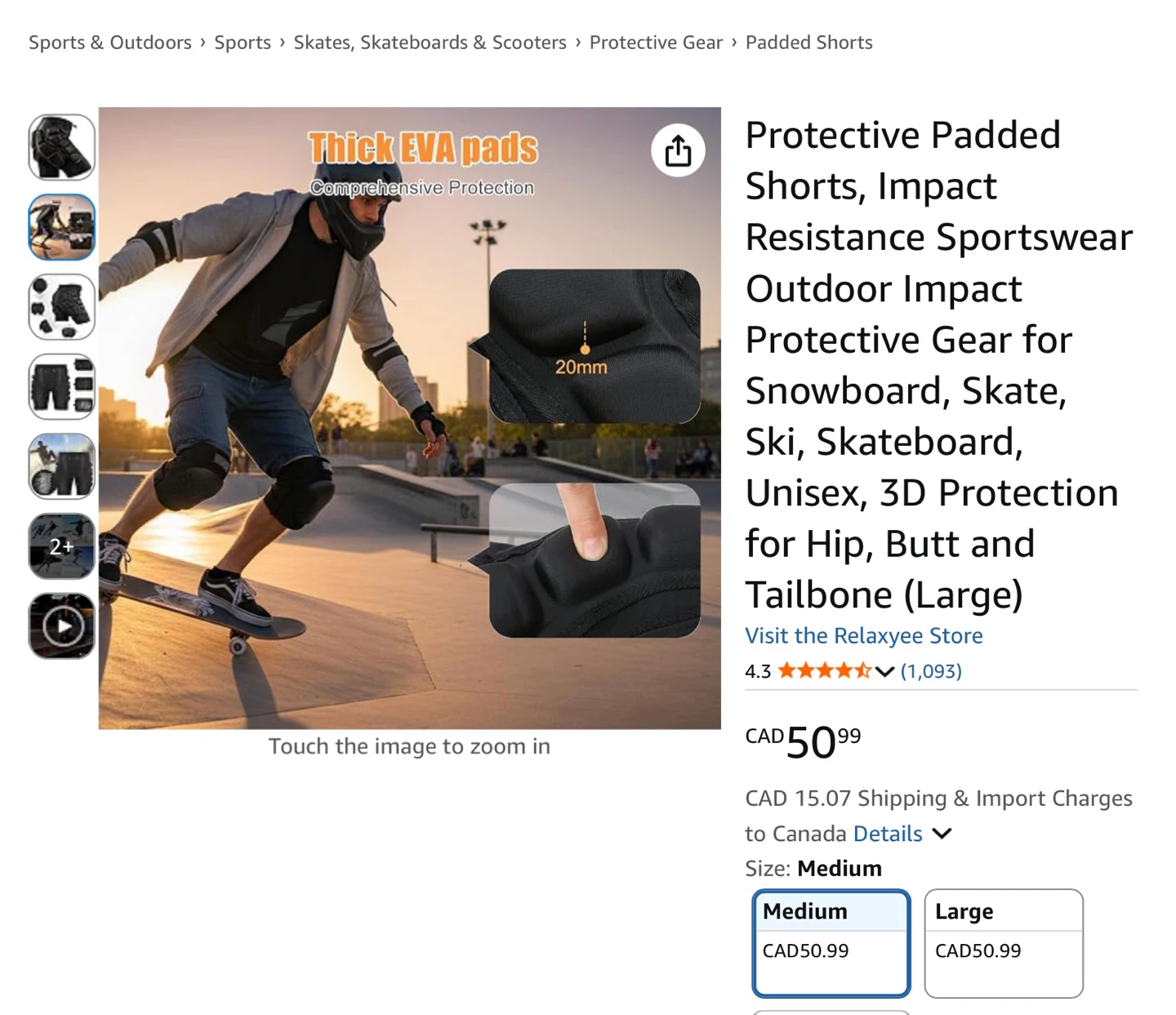 New Relaxyee Padded Protective Impact Shorts - Med - photo 5