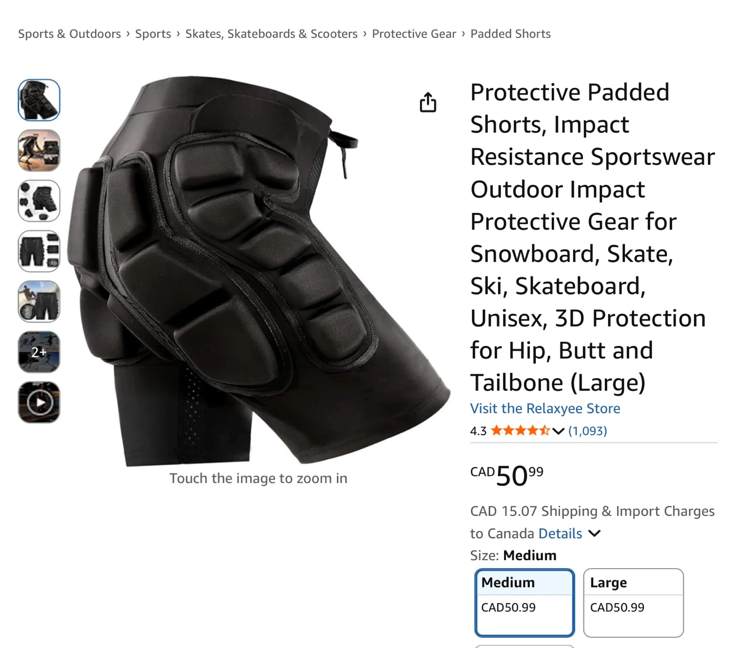 New Relaxyee Padded Protective Impact Shorts - Med - photo 2