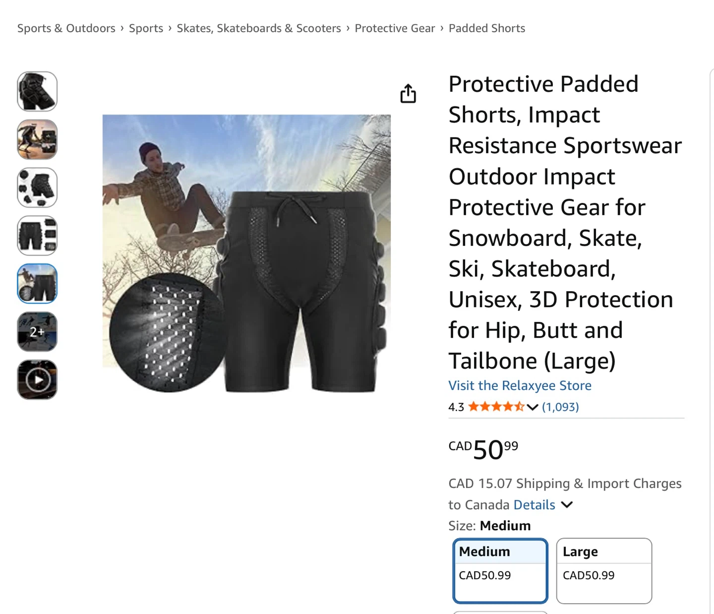 New Relaxyee Padded Protective Impact Shorts - Med - photo 4