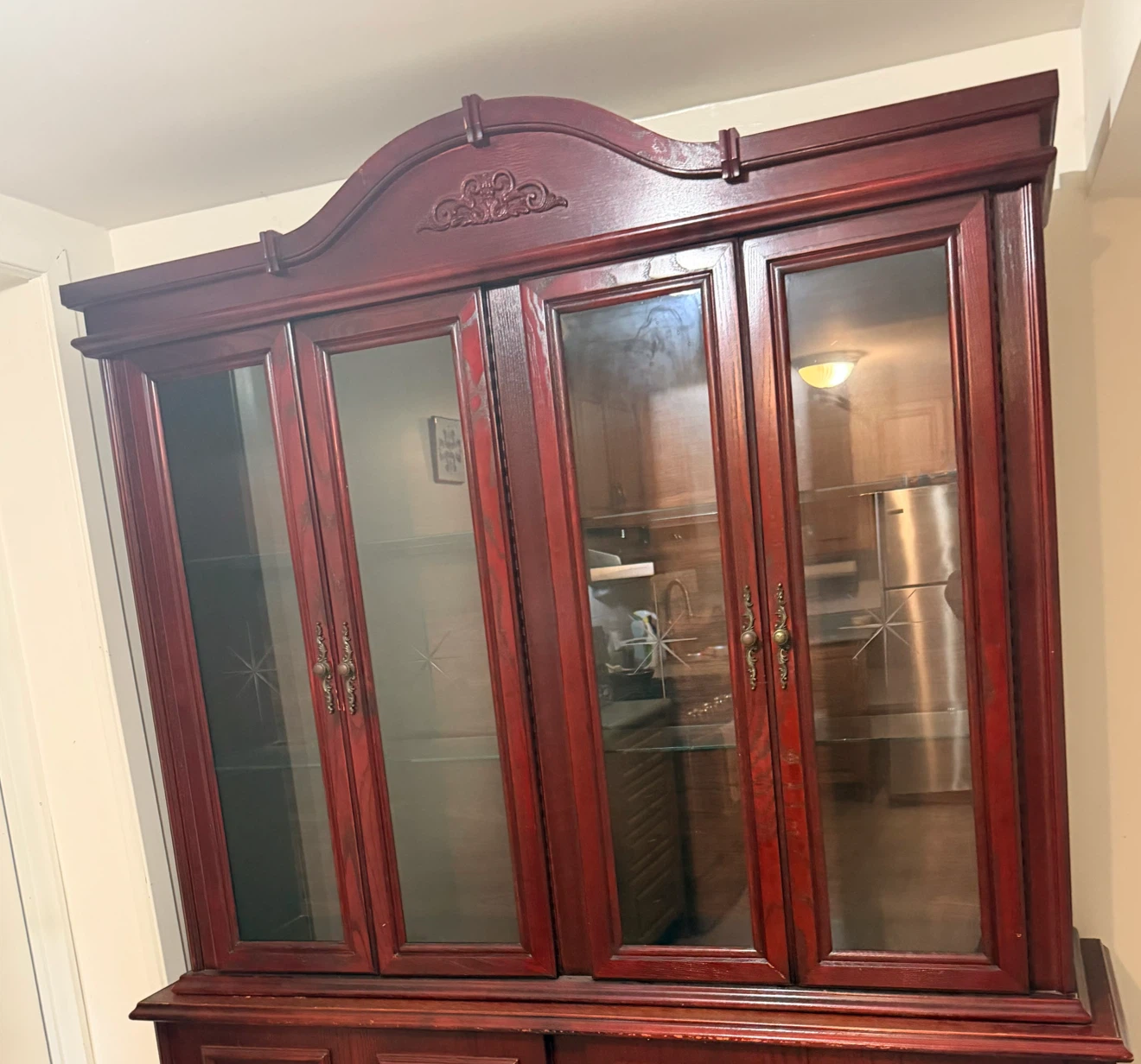 Dark Wood China Cabinet with Glass Doors - photo 2